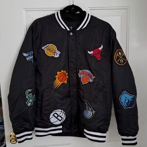 NBA Ultra Game Team Logos Black Bomber Varsity Jacket - Size Medium